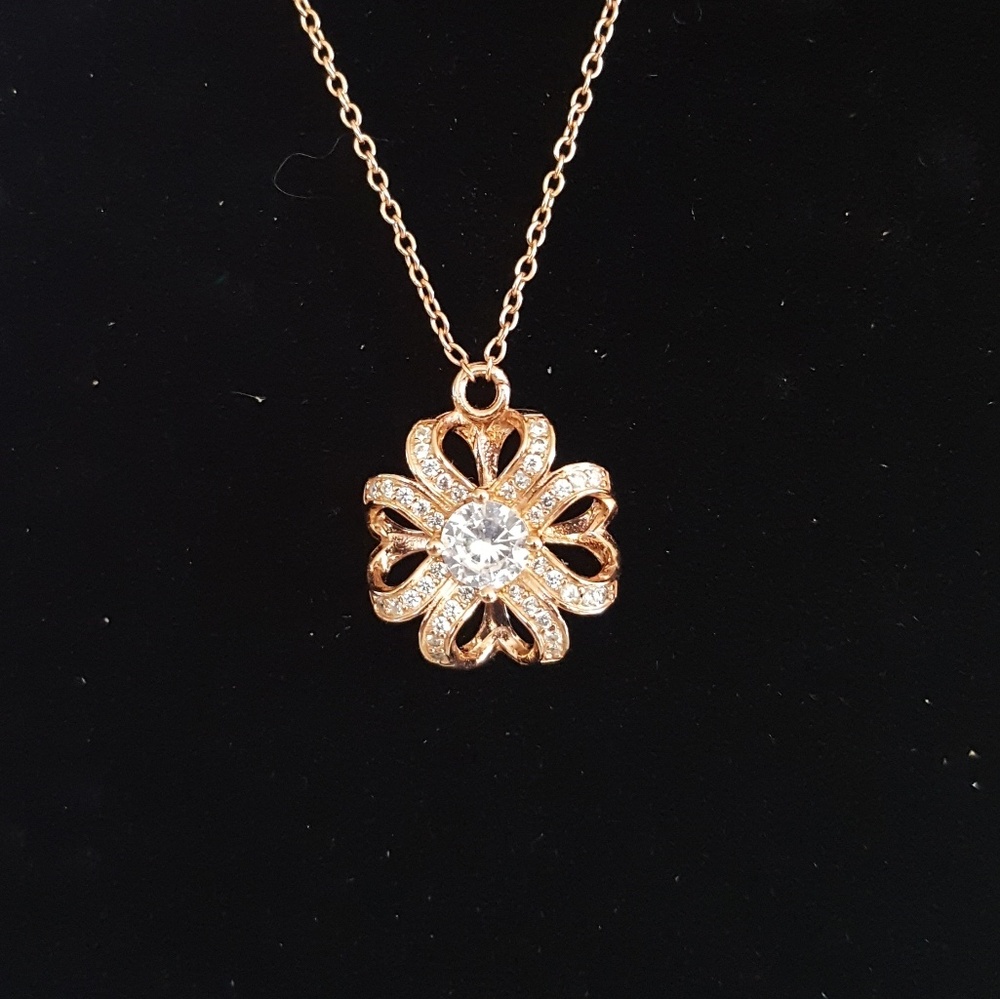 Sterling Silver Rose Gold Bow Necklace